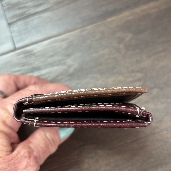 Justin Boots Genuine Leather,tooled yoke,hair hide tri-fold, RFID Western wallet - Picture 7 of 12